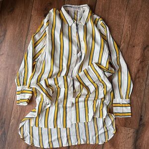 😍 Soaked in Luxury M Striped Button-Down Tunic Dress